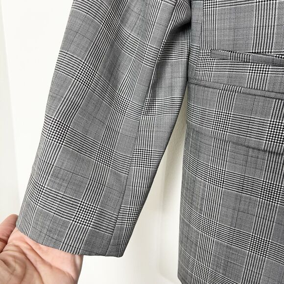 Express Photographer Blazer Black & White Plaid Wool Blend Men’s Fitted 40S - Picture 3 of 12